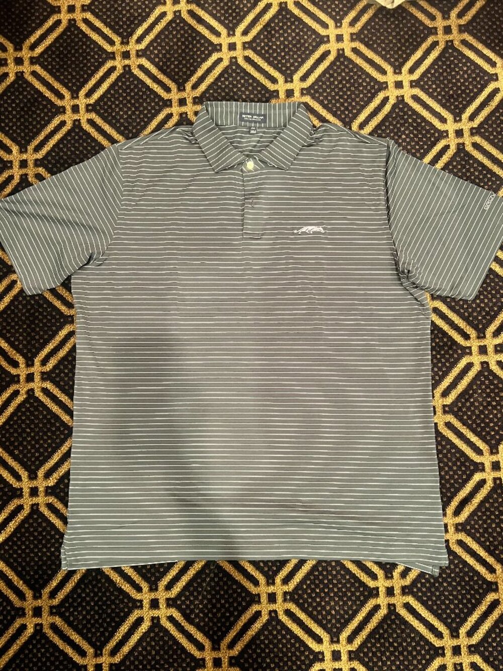 Peter Millar Crown Crafted Men’s XXL Gray Stripe Performance Golf Polo